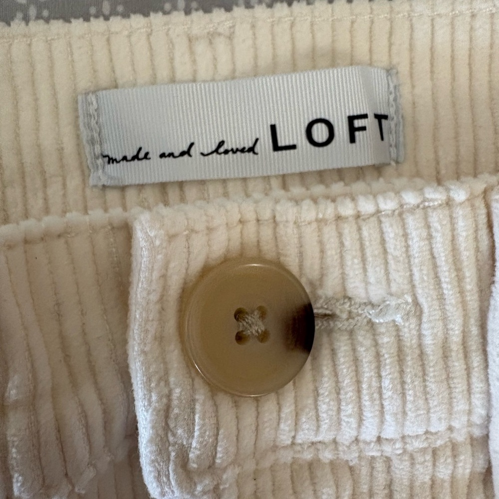 LOFT Ivory Cream Straight Leg Corduroy Pants - Picture 9 of 10